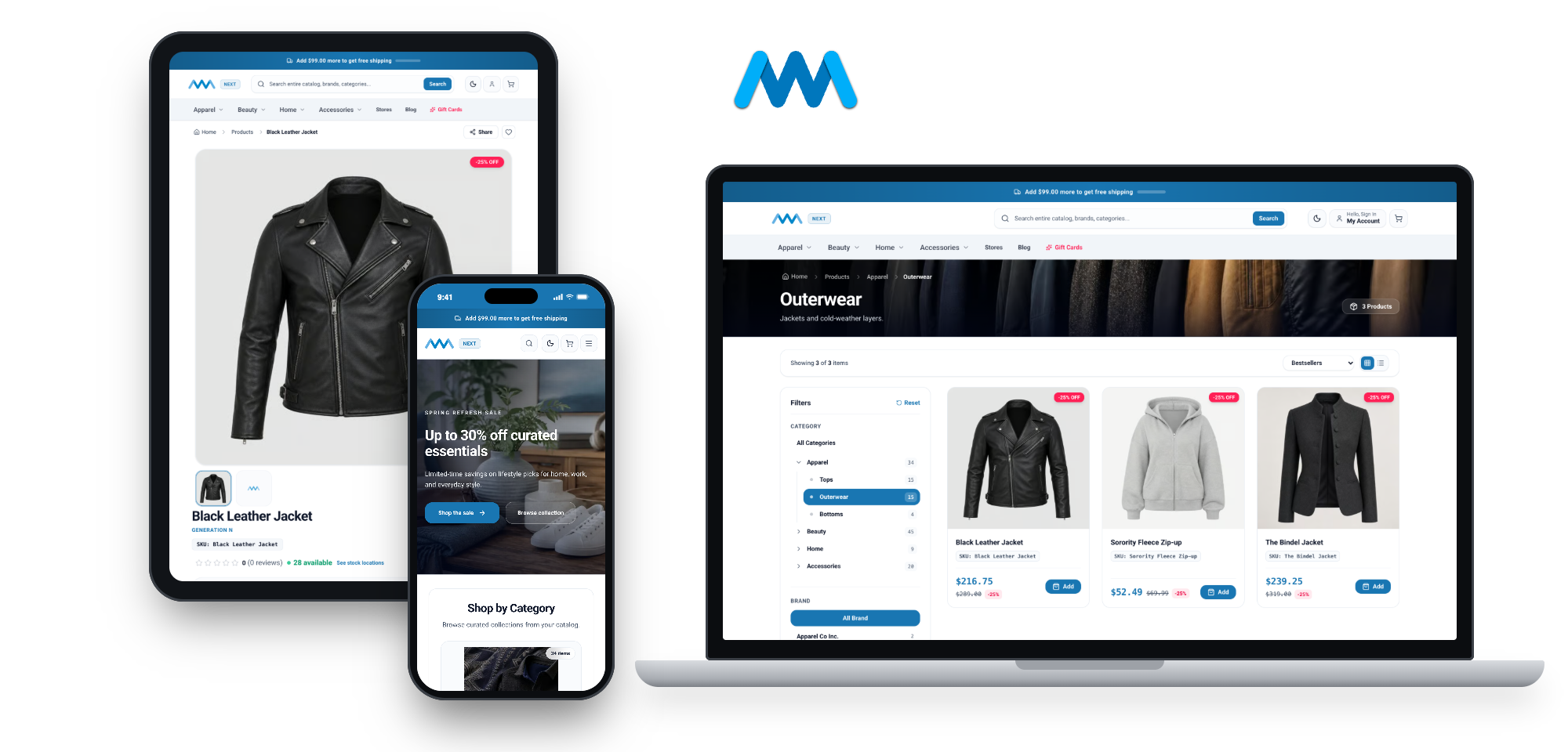 AwaCommerce Next: B2C-Store auf Laptop, Tablet und Smartphone